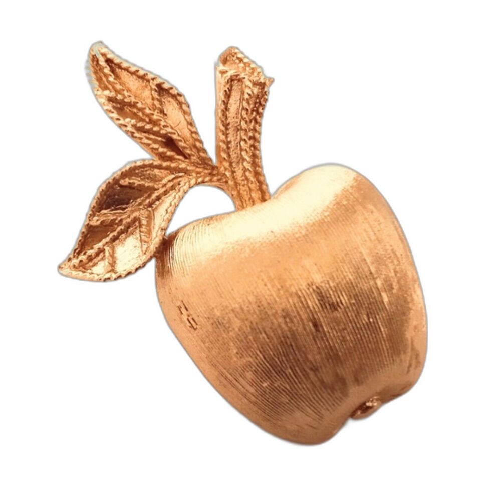 Vintage Avon Brushed Golden Apple Pin Brooch 1974